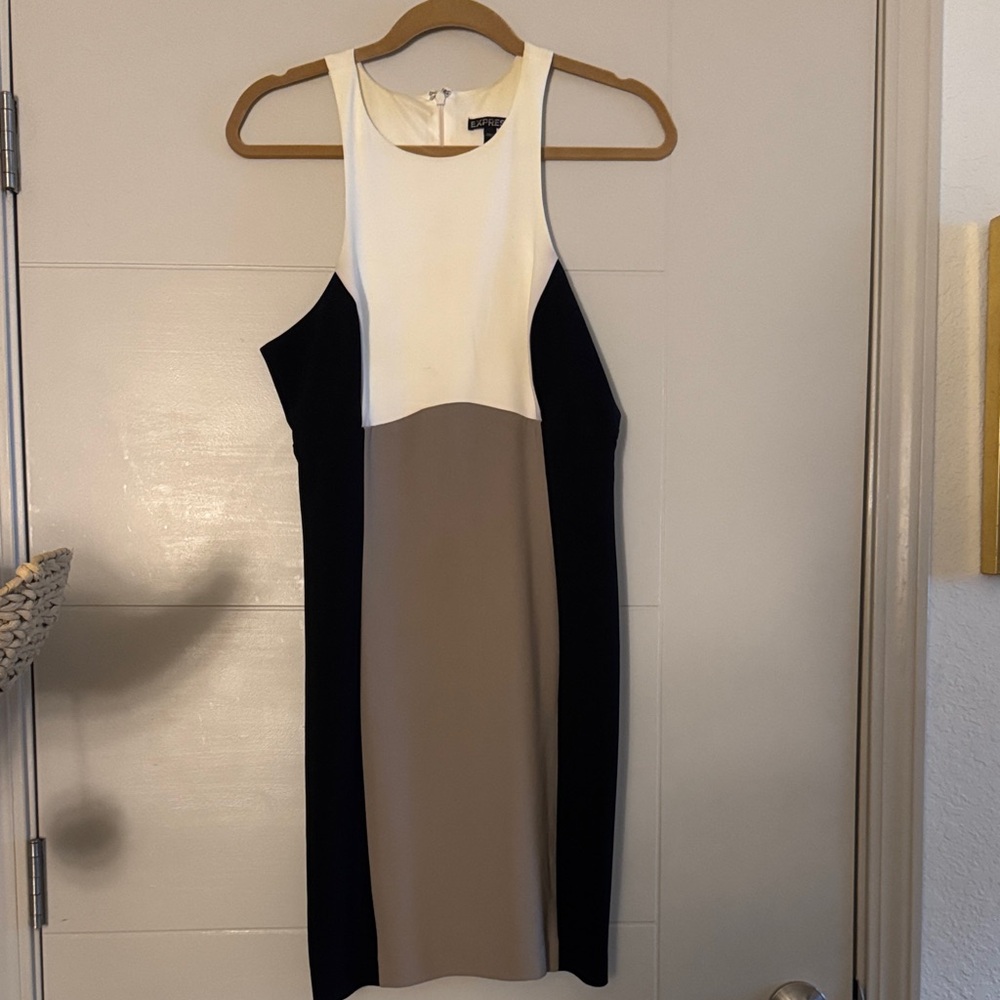Express Black and Cream Colorblock Mini Dress